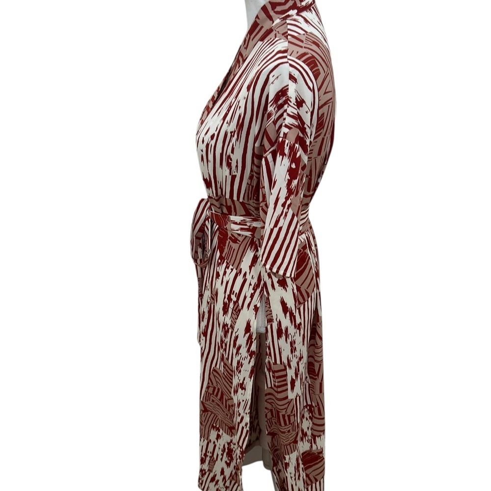 NWT J. Brooks Rust Cream Robe kimono tie belt split sides full length size small - Picture 9 of 11